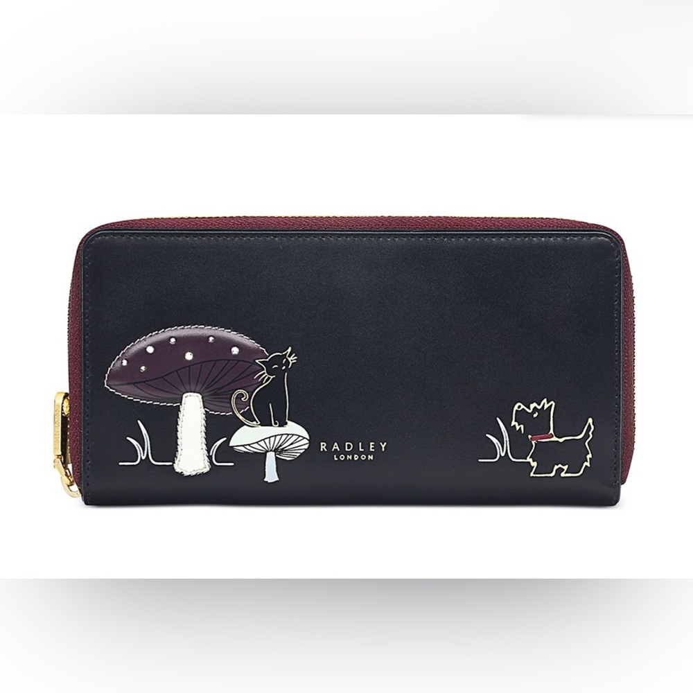 NWT Radley London Forest Friends Leather Bifold Wallet - Black